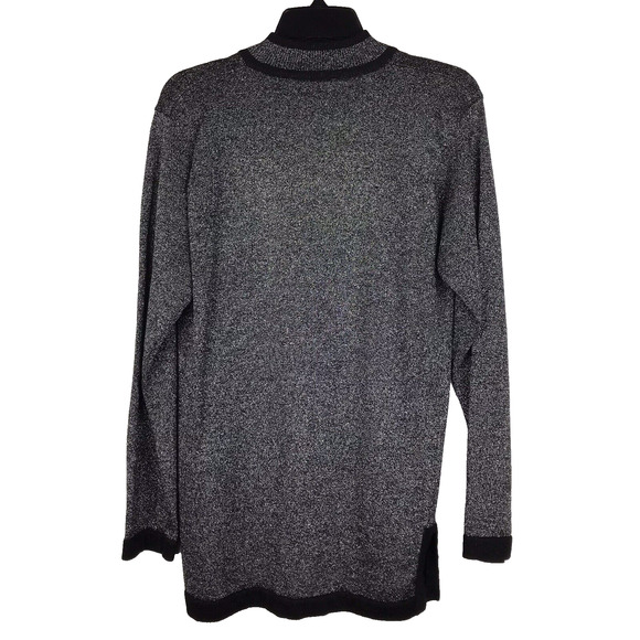 Vtg Regency Collection Joyce 1/4 Zip Sweater Black Silver Metallic Knit Medium - Picture 6 of 8